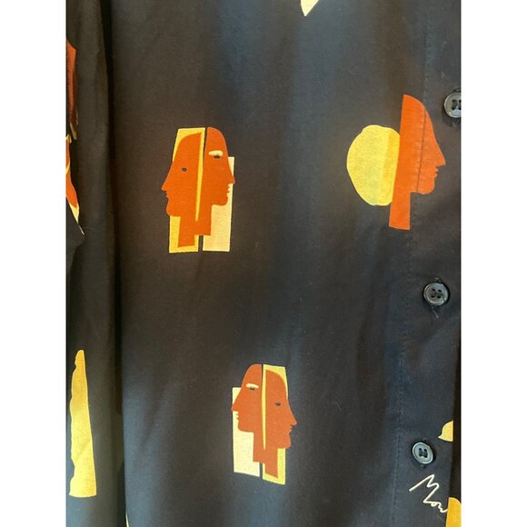 Monki Oversized Shirt in Face Print Sz M - Picture 3 of 10